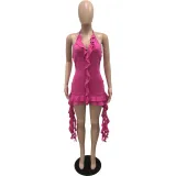 Sexy sling with irregular ruffles Bodycon Dress