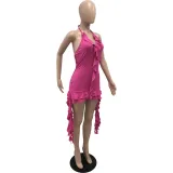Sexy sling with irregular ruffles Bodycon Dress