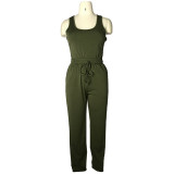 Women's Sexy Solid Vest Drawstring Trousers Two-Piece Set For Women