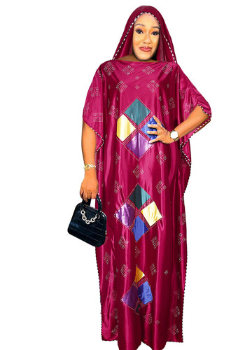 Túnica musulmana África Tallas grandes Vestido de mujer con cuentas con hiyab