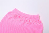 Summer Women's Knitting Strapless Top Slim Sexy Long Skirt Two Piece Set