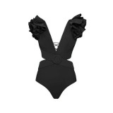Women's Solid Color Slim Fit Low Back One-Piece Swimsuit