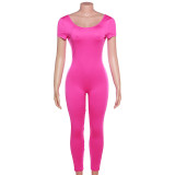 Summer Women's Sexy Low Back High Waist Tight Fitting Sports Fitness Jumpsuit