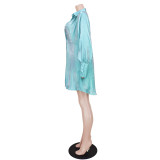 Women's Solid Color Glitter Comfort Loose Long Shirt Dress