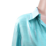 Women's Solid Color Glitter Comfort Loose Long Shirt Dress