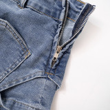 Women's Summer Fashion Street Versatile Tight Fitting Denim Pants Shorts Culottes
