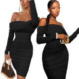 Sexy Fashion Solid Color Off Shoulder Women's Dress