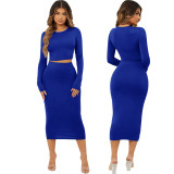 Sexy Fashion Solid Color Tight Fitting Two-Piece Set