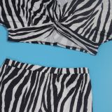 Sexy zebra print bootcut two-piece trouser suit