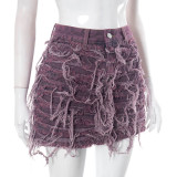 Women's Summer Bright Tassel Tight Fitting Non-Stretch Denim Skirt