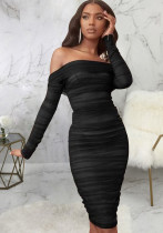 Sexy Fashion Solid Color Off Shoulder Women's Dress