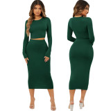 Sexy Fashion Solid Color Tight Fitting Two-Piece Set