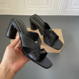 Z Home Spring Women's Shoes Brown Thick Heel Simple Open Toe Outdoor Wear High Heel Sandals