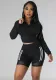 Casual Long Sleeve Top & Stylish Butt Lift Shorts Casual Set