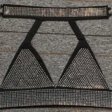 Sexy diamond-encrusted deep V-wrapped chest strap two-piece skirt set