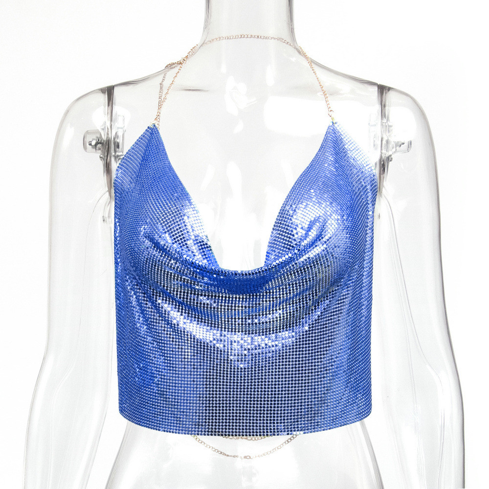 Yoolena Backless Sequin Halter Top