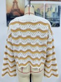 Women Long Sleeve Round Neck Knitting Stripe Sweater