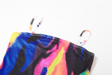 Summer Women sexy suspender print color contrast Jumpsuit