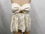 Women Embroidered Patchwork Cutout Knot Strapless Knitting Sweater