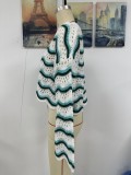 Women Long Sleeve Round Neck Knitting Stripe Sweater