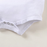 Girls Summer Suit White Short Sleeve Romper Flower Bell Bottom Pants Set