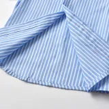 Boys Gentleman Suit Short Sleeve Striped Bow Tie Shirt Royal Blue Overalls Children's Day Clothing