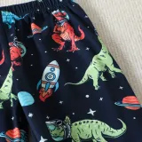 Autumn Boys Homewear Set Children's Cartoon Dinosaur Print Long-Sleeved Two-Piece Pajama Set