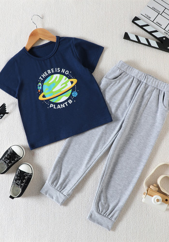 Kinder Sommer Casual Kurzarm Brief T-Shirt Hosen Jungen Loungewear Set