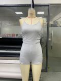 Tracksuit Sexy Sports Solid Straps Tank Top Tight Fitting Shorts Fitness Casual Two-Piece Set