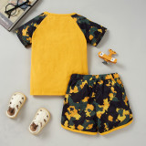 Summer Yellow Children's Clothes Children's Clothing Short-Sleeved T-Shirt Shorts Two Piece Set