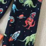 Autumn Boys Homewear Set Children's Cartoon Dinosaur Print Long-Sleeved Two-Piece Pajama Set