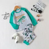 Autumn Boys Homewear Set Children's Cartoon Dinosaur Print Long-Sleeved Two-Piece Pajama Set