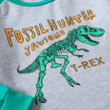 Autumn Boys Homewear Set Children's Cartoon Dinosaur Print Long-Sleeved Two-Piece Pajama Set