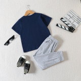 Children's Summer Casual Short Sleeve Letter T-Shirt Pants Boys Loungewear Set