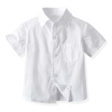 Children's Suit Boy's Short-Sleeved White Shirt Bow Tie Bib Shorts Suit Four-Piece Set