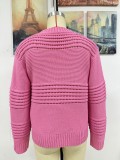 Herbst und Winter Pullover Pullover gerippt Damen Strickshirt Mode Pullover