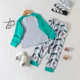 Autumn Boys Homewear Set Children's Cartoon Dinosaur Print Long-Sleeved Two-Piece Pajama Set