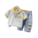 Trendy Kids Short Sleeve Turndown Collar Shirt Shorts Boy Fashionable Summer Suits