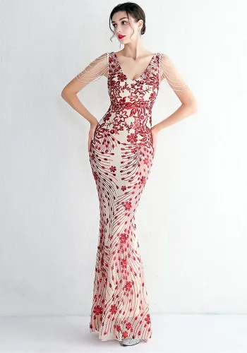 Elegant Long Sequins Plus Size Beauty Formal Party Evening Dress