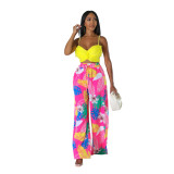 Women's Fashion Casual Graphic Print Wide Leg Pants With Pockets