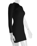 Women's autumn and winter sexy one shoulder long sleeve Bodycon Dress