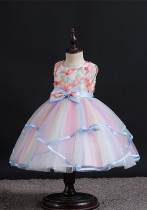 Summer Baby Girl Puffy Mesh Skirt Compleanno Un anno Vestito da principessa per ragazze multicolori