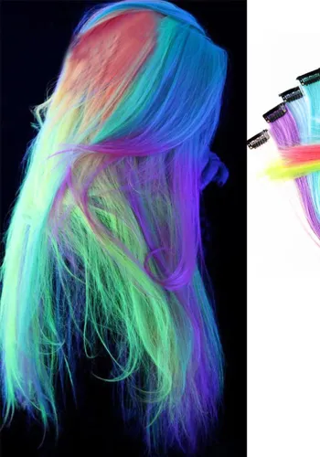 Multi-Color Wig One-Piece Luminous Clip Hair Multi-Color Seamless Hair Extensions Ear Dyeing Luminous One-Piece Clip Hair