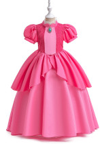 Mädchen Kleid Rock Cosplay Prinzessin Kleid Spitze Patchwork Puffärmel Kinderkleid