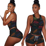 Women Printed Tank Top and Shorts Two-Piece Set
