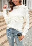 Autumn Women's Fashion SOLid COLor Knitting Basic Shirt Long Sleeve Ribbed Pullover Sweater