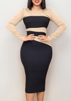 Bayan Modası Şık Zarif Kariyer COLorblock Bodycon Büyük Beden Afrika Elbisesi