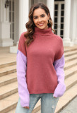 Autumn And Winter Trendy Turtleneck Pullover Sweater Women Patchwork Fashion Knitting Shirt