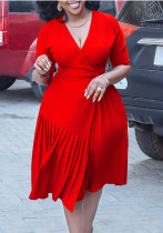 Dames zomer V-hals slanke taille mode geplooide maxi Afrikaanse jurk