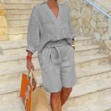 Summer Linen Women's Fashion Casual Suit Women's Loose Two-Piece Shorts For Women
